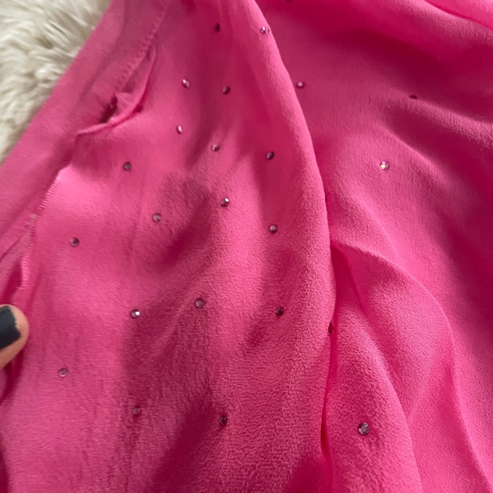 Rare Vintage 90s betsey johnson ultra pink rhinestone chiffon cape - Picture 7 of 8